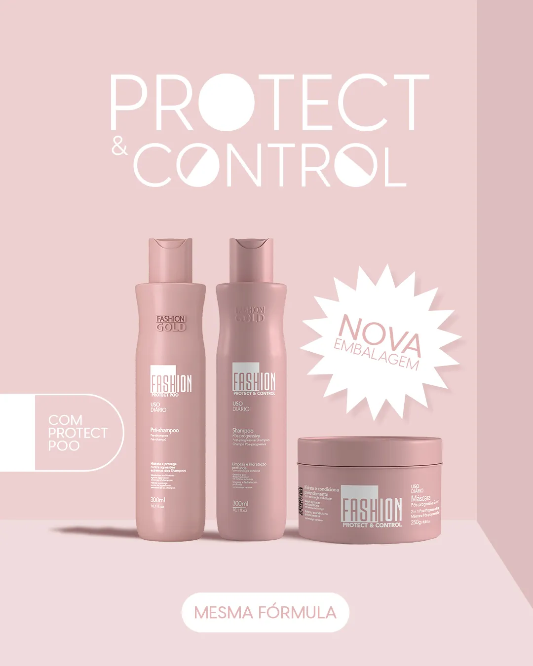 Combo Manutenção Completa Pós Progressiva 300ml/250g Fashion Gold - Promoção