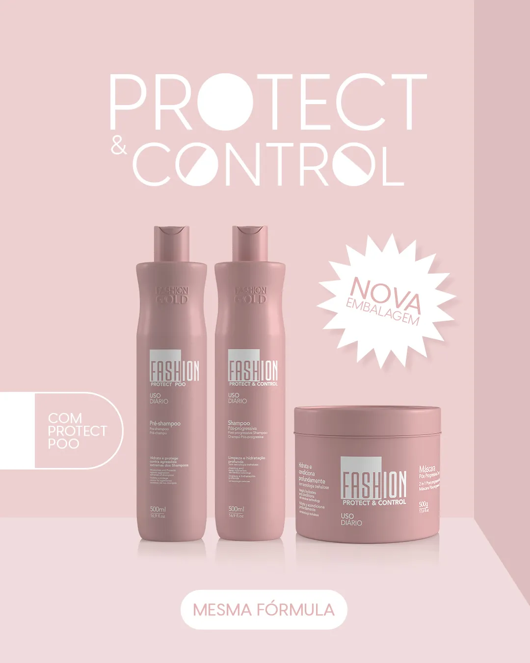 Combo Manutenção Completa Pós Progressiva Fashion Gold 500ml/500g - Promoção